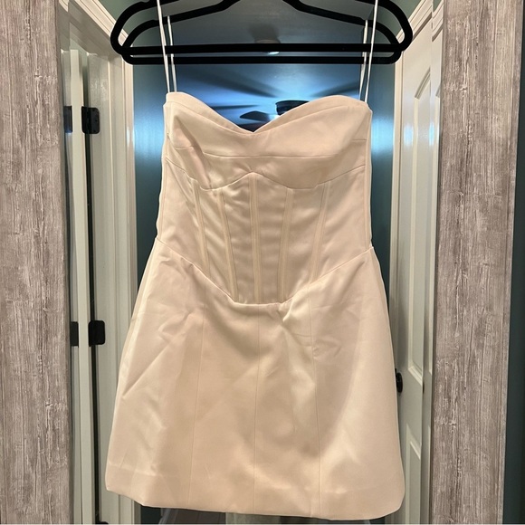 Reformation Pacie Satin Dress Lace Up Back - Picture 8 of 12